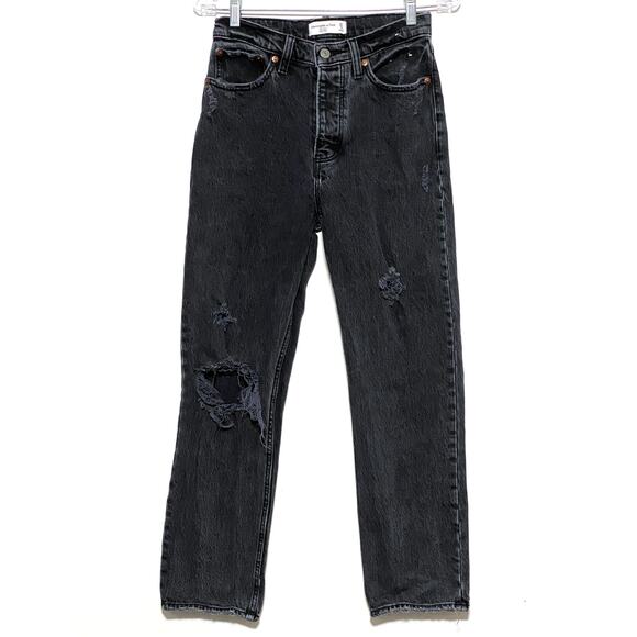 Abercrombie & Fitch The Dad High Rise Button Fly Jeans Women 25 Short Whimsigoth - Picture 1 of 8